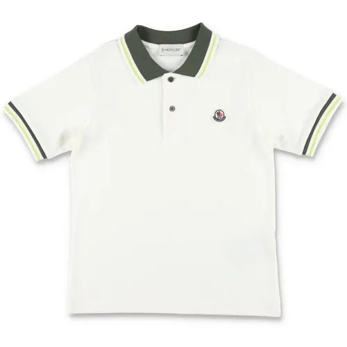 Weißes Polo-Shirt mit Tricolour Details - Moncler - Modalova