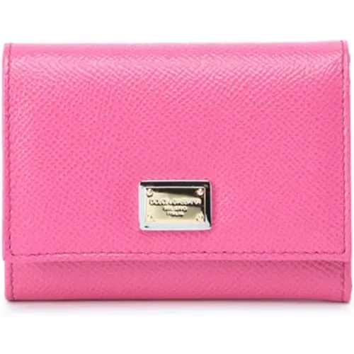 Kompakte Lederbrieftasche/Kartenhalter , Damen, Größe: ONE Size - Dolce & Gabbana - Modalova