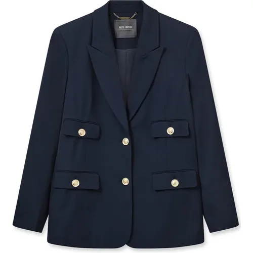 Klassischer Navy Blazer mit goldenen Knöpfen , Damen, Größe: XS - MOS MOSH - Modalova