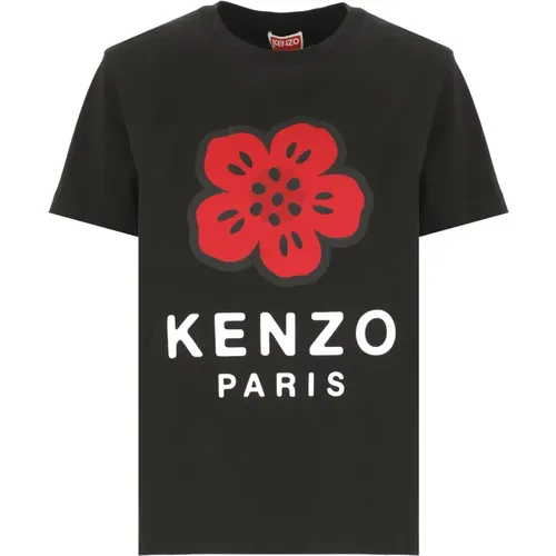 Schwarzes Blumenprint T-shirt , Damen, Größe: S - Kenzo - Modalova