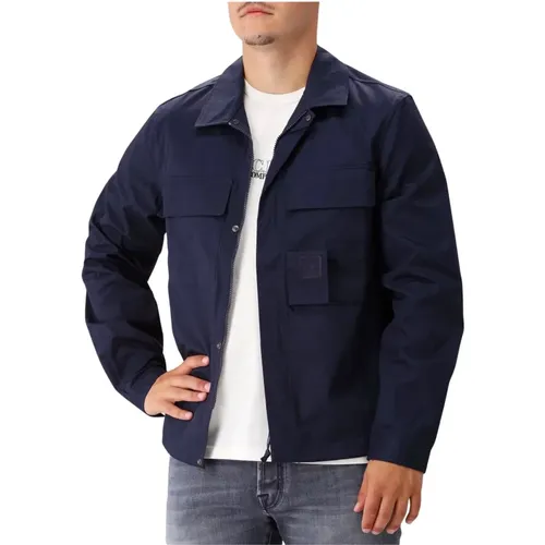 Gabardine Utility Overshirt in Sky Captain , Herren, Größe: L - C.P. Company - Modalova