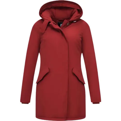 Damen Winterjacke Körperbetont Lang Rot , Damen, Größe: L - TheBrand - Modalova