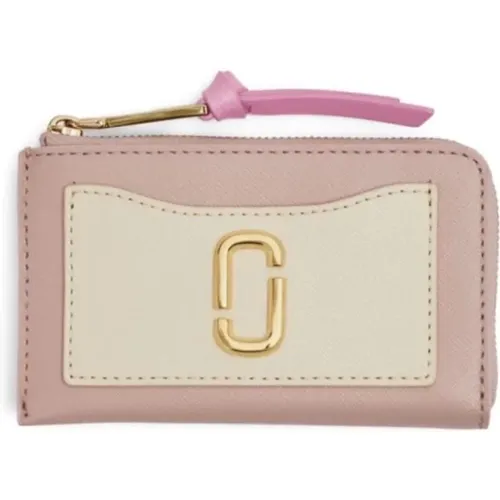 Rosa Lederbrieftasche mit Zweifarbendesign , Damen, Größe: ONE Size - Marc Jacobs - Modalova