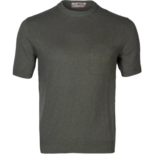 Slim Fit Crewneck T-shirt mit Tasche - Irish Crone - Modalova