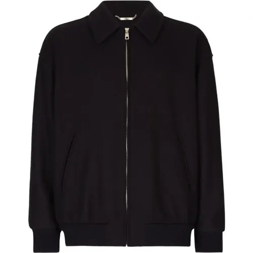 Dark Wool Blend Bomber Jacket , male, Sizes: L - Dolce & Gabbana - Modalova