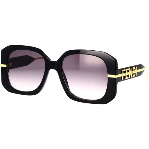 Glamorous Square Sunglasses with Acetate Frame and Gold Metal , unisex, Sizes: 55 MM - Fendi - Modalova