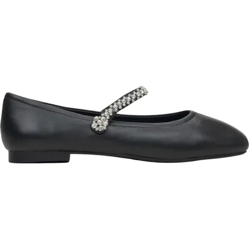 Schwarze Mary Jane Damen Ballettflats mit Dekorativem Riemen - Estro - Modalova