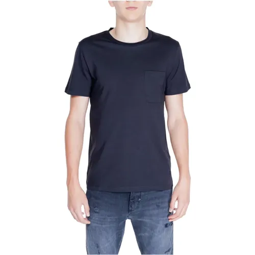 Schwarzes Baumwoll-T-Shirt Kurzarm Rundhals , Herren, Größe: S - Peuterey - Modalova