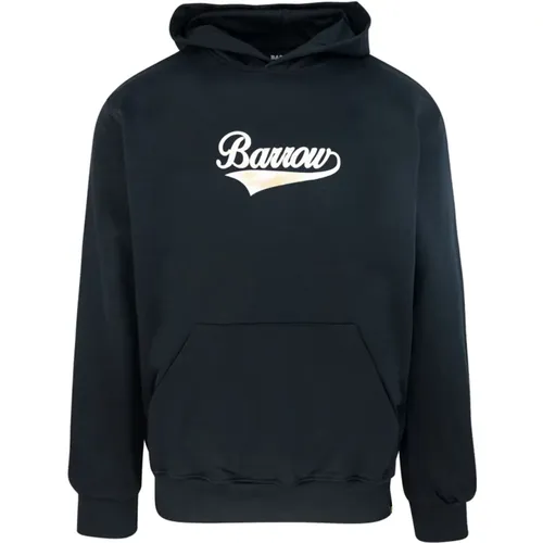 Schwarzer Hoodie mit Front- und Rückendruck , Herren, Größe: XS - BARROW - Modalova