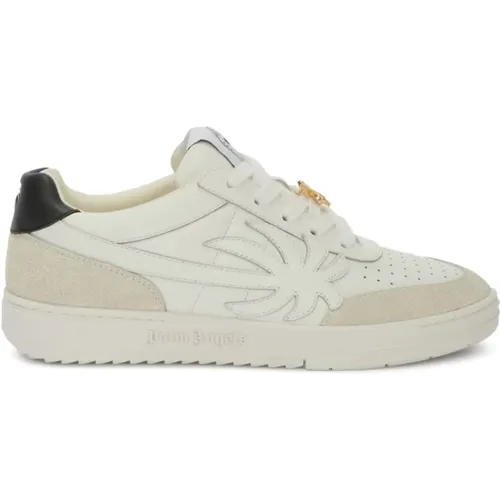 Leather Sneakers with Palm Tree Appliqué , male, Sizes: 11 UK - Palm Angels - Modalova