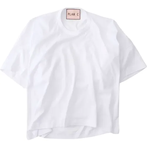 Elegant Cotton T-Shirt , female, Sizes: L - Plan C - Modalova