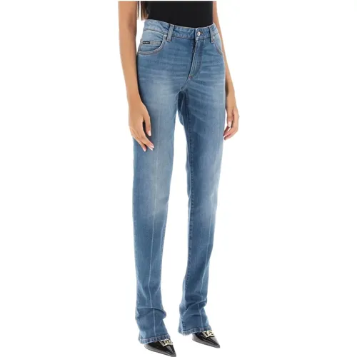 Slim Fit Trompetensaum Jeans , Damen, Größe: 2XS - Dolce & Gabbana - Modalova
