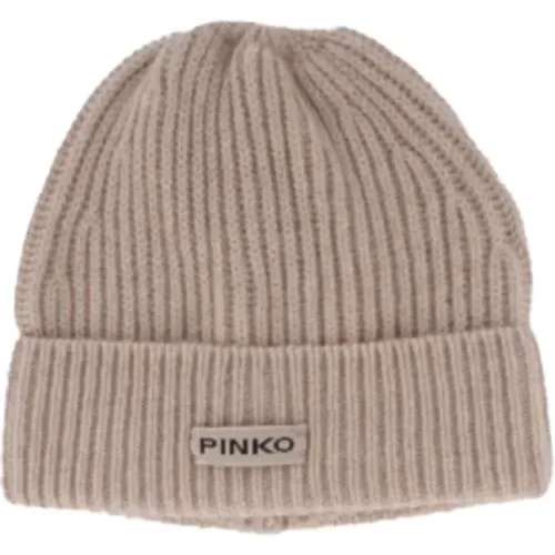 Wool Cashmere Logo Hat , female, Sizes: ONE SIZE - pinko - Modalova