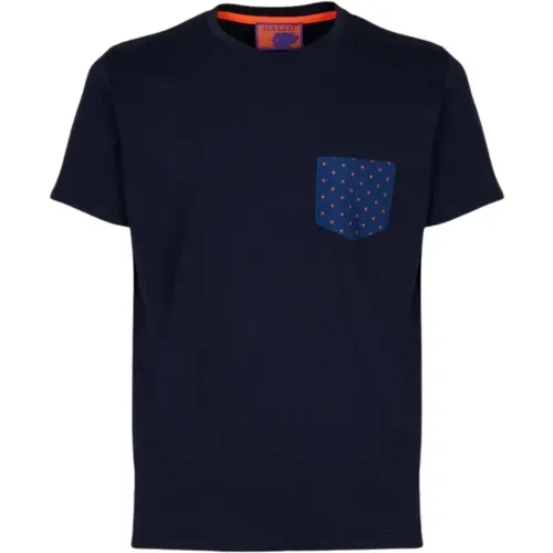 Blau Gepunktetes T-Shirt , Herren, Größe: 3XL - Gallo - Modalova