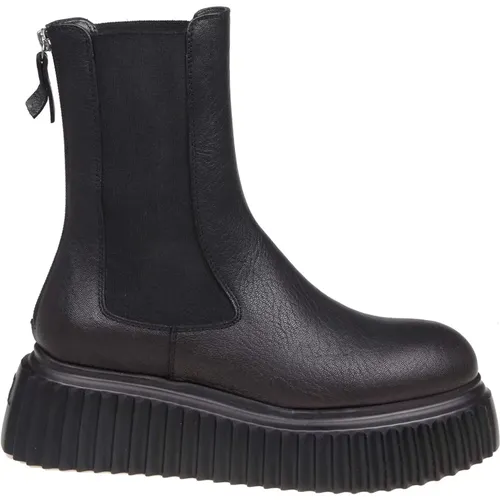 Leather Ankle Boots Round Tip , female, Sizes: 4 1/2 UK, 6 UK, 3 UK, 5 UK, 4 UK, 7 UK, 5 1/2 UK - AGL - Modalova