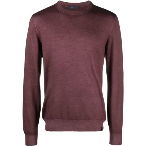 Bordeaux Logo-Tag Sweater , male, Sizes: 2XL, 3XL - Fay - Modalova
