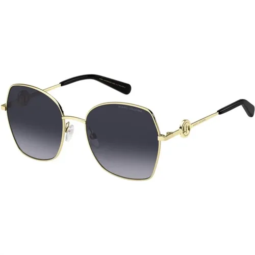 Gold Schwarze Sonnenbrille mit Dunkelgrau Shaded Gläsern - Marc Jacobs - Modalova