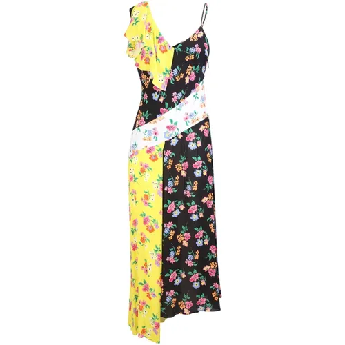All-over print multicolor dress by ; features an asymmetrical design and a bold, innovative all-over print - Msgm - Modalova