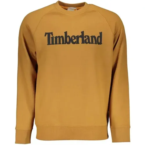 Brauner Logo-Print-Pullover Baumwolle , Herren, Größe: L - Timberland - Modalova