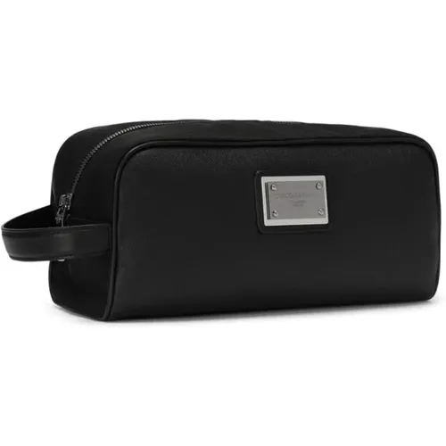 Schwarze Taschen von Dolce Gabbana,Elegante Schwarze Herren Kulturtasche - Dolce & Gabbana - Modalova