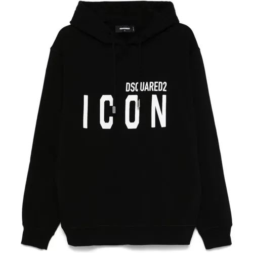 Schwarzer Hoodie mit Logo-Print Pullover , Herren, Größe: L - Dsquared2 - Modalova