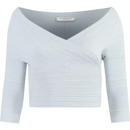 Geripptes Strick Crop Top mit Taillenbefestigung , Damen, Größe: XS - Philosophy di Lorenzo Serafini - Modalova