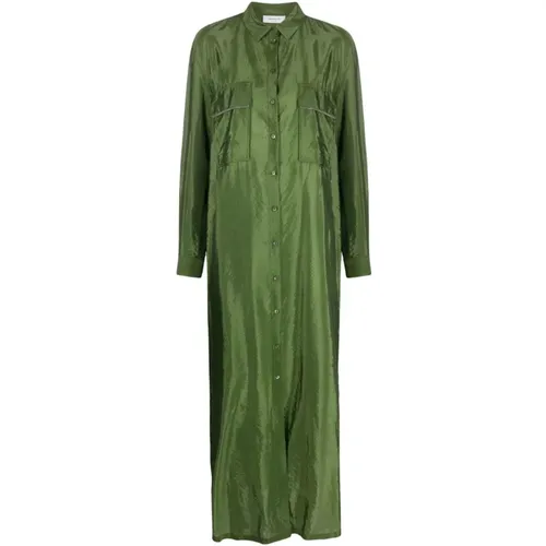 Satin Chemisier Kleid in Smaragdgrün , Damen, Größe: M - Fabiana Filippi - Modalova