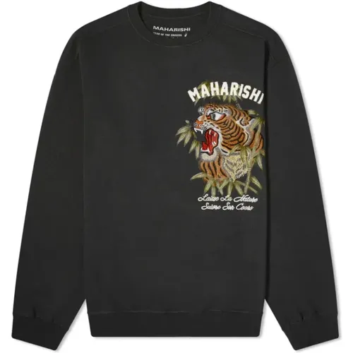 Tiger Bestickter Sweatshirt Schwarz - Maharishi - Modalova