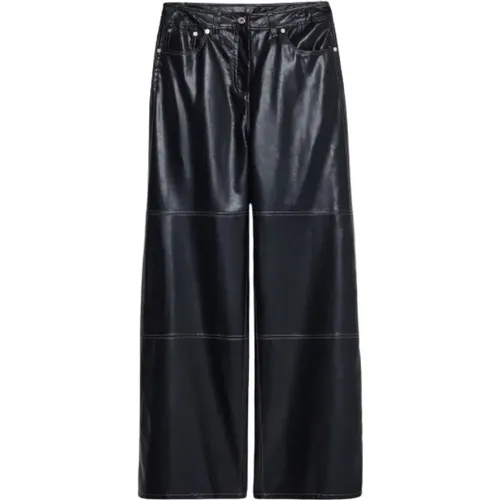 Faux Leather Trousers with Cutlines , female, Sizes: L, M - Stand Studio - Modalova