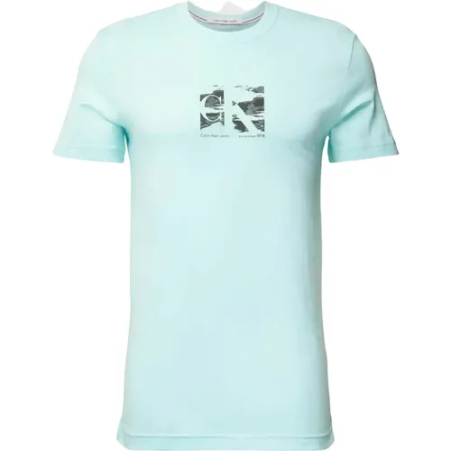 T-Shirt Kleines Box-Logo-T-Stück , Herren, Größe: M - Calvin Klein Jeans - Modalova