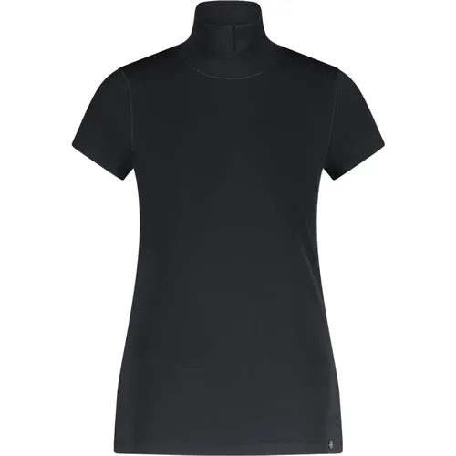 Slim Fit T-Shirt with Slit Stand Collar , female, Sizes: XS, XL, L - Marc Cain - Modalova