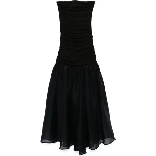 Strapless Fitted Dress with Sheer Skirt , female, Sizes: XS, 2XS, S - Staud - Modalova