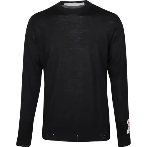 Dark Grey Wool Sweater with Sleeve Detail , male, Sizes: L - Golden Goose - Modalova