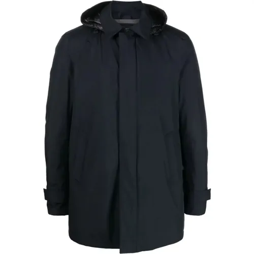 Midnight Gortex Hooded Raincoat for Men , male, Sizes: 5XL, 2XL, M, 3XL, 4XL - Herno - Modalova