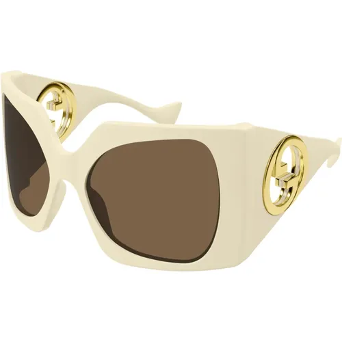 Weiße/braune Sonnenbrille Gucci - Gucci - Modalova
