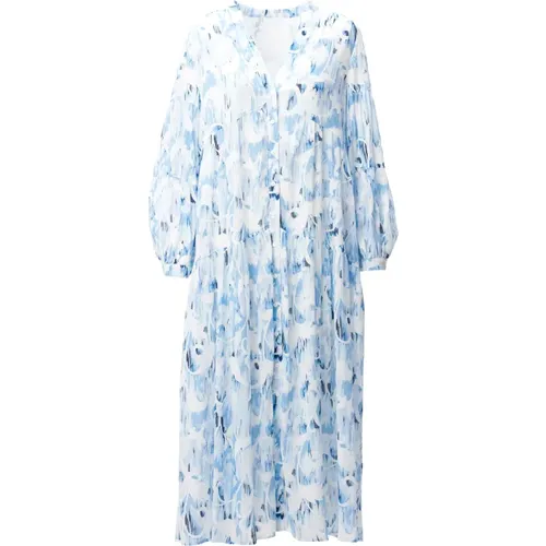 Blumiges Blaues Kleid Dinella , Damen, Größe: L - Lala Berlin - Modalova