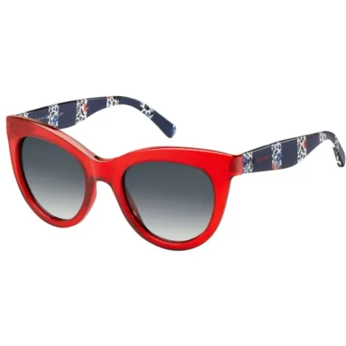 Rote Print Sonnenbrille TH 1480/O/S , Damen, Größe: 51 MM - Tommy Hilfiger - Modalova