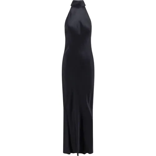 Silk Satin Flared Halterneck Dress , female, Sizes: L, S - Semicouture - Modalova