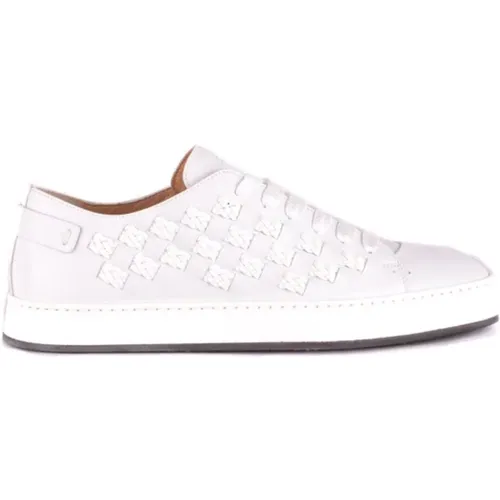 Weiße Leder Slip-On Sneakers - Santoni - Modalova