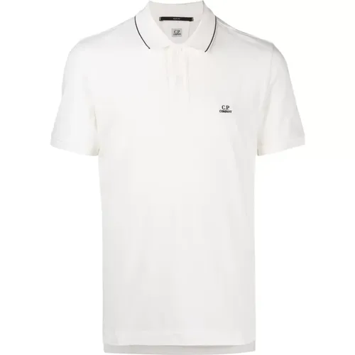 Weiße Baumwoll-Polo-Shirt , Herren, Größe: L - C.P. Company - Modalova