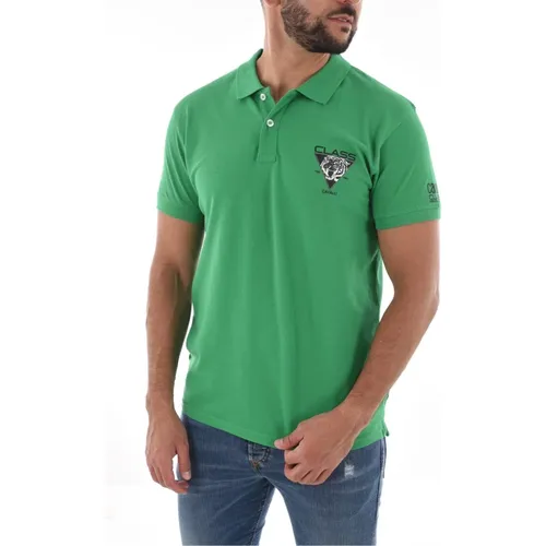Grünes Polo-Shirt - Kurzarm , Herren, Größe: M - Cavalli Class - Modalova