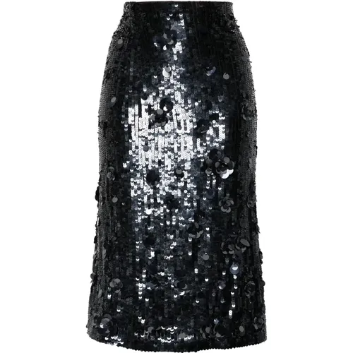 Grey Sequin Floral Midi Skirt , female, Sizes: M - P.a.r.o.s.h. - Modalova