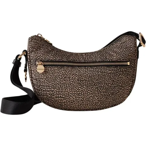 X11 OP Naturale/Nero Mini Luna Tasche,Geometrische Eco Line Schultertasche - Borbonese - Modalova