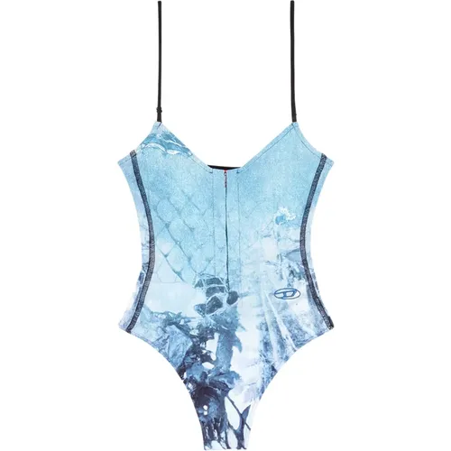 Strappy bodysuit with abstract print , female, Sizes: S, M - Diesel - Modalova