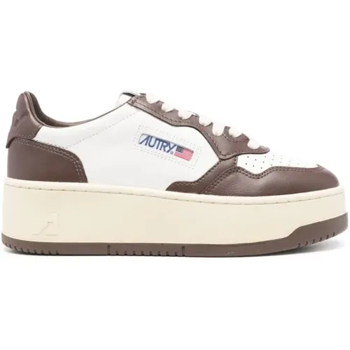 White Leather Platform Sneakers , female, Sizes: 8 UK - Autry - Modalova