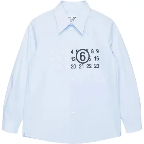 Blaues Casual-Shirt mit Numbers-Print - Maison Margiela - Modalova