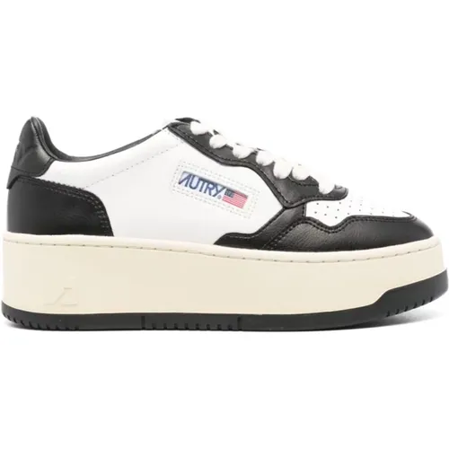 Zweifarbige Leder-Plateau-Sneakers , Damen, Größe: 38 EU - Autry - Modalova