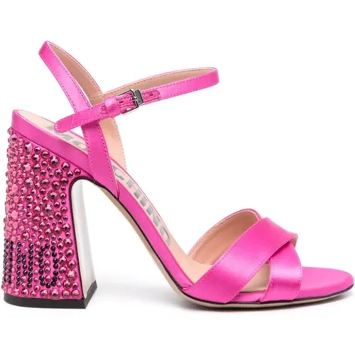 Fuchsia Pink Satin Sandals , female, Sizes: 4 UK, 5 UK, 7 UK, 3 UK, 6 UK, 4 1/2 UK - Moschino - Modalova