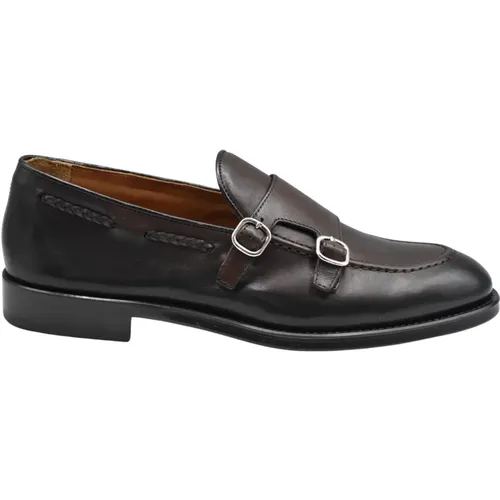 Double Buckle Leather Flat Shoes , male, Sizes: 8 UK, 7 UK, 9 UK - Doucal's - Modalova