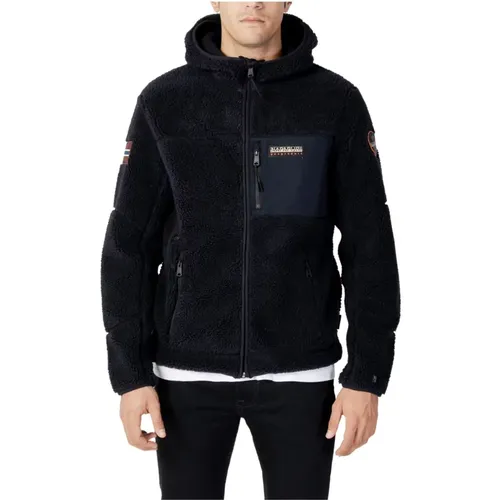 Schwarze Kapuzen-Zip-Jacke , Herren, Größe: 2XL - Napapijri - Modalova